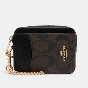 Coach Zip Card Case In Signature Canvas